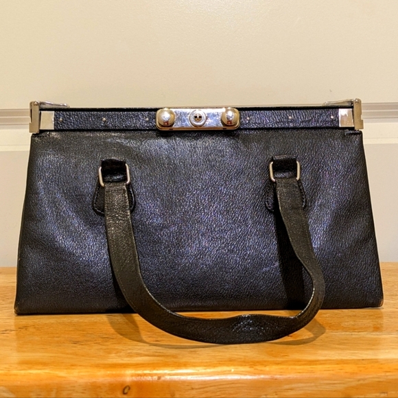 EUC 1950s Vintage Fassbender for Eaton's Gladstone Handbag with Metal Hardware - Picture 1 of 15